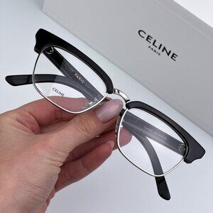 Celine CL50026U 016 BRAND NEW Eyeglasses Shiny Palladium Black Unisex Square